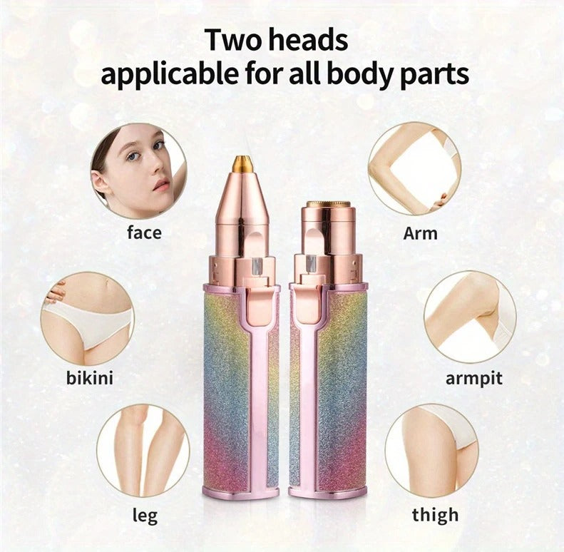 Rechargeable 2-in-1 Eyebrow Trimmer and Facial Hair Shaver for Women, USB Charging