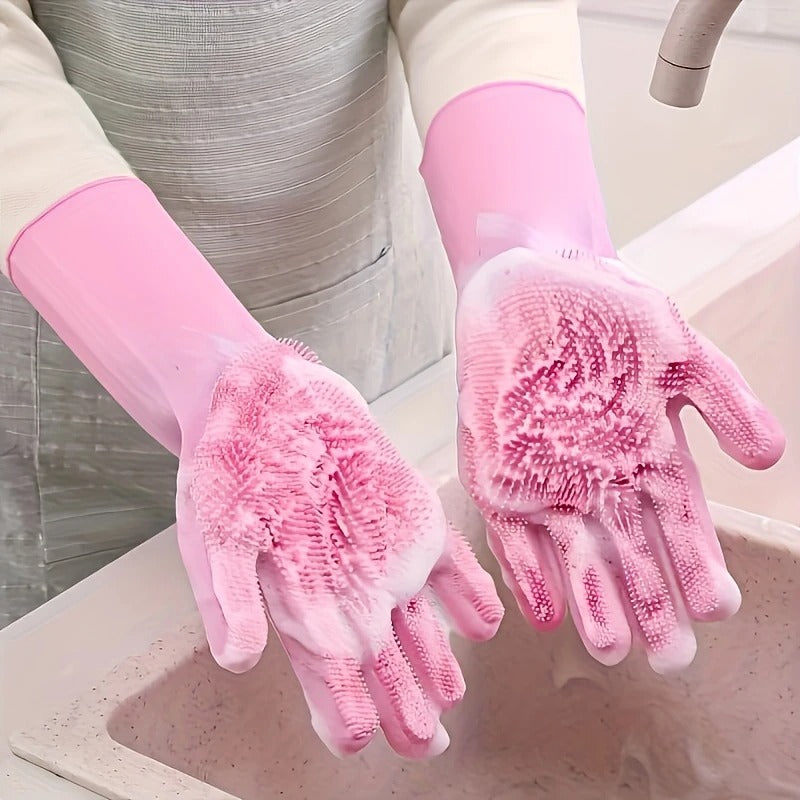 Kitchen Dishwashing Gloves, Durable Silicone Imitation Leather