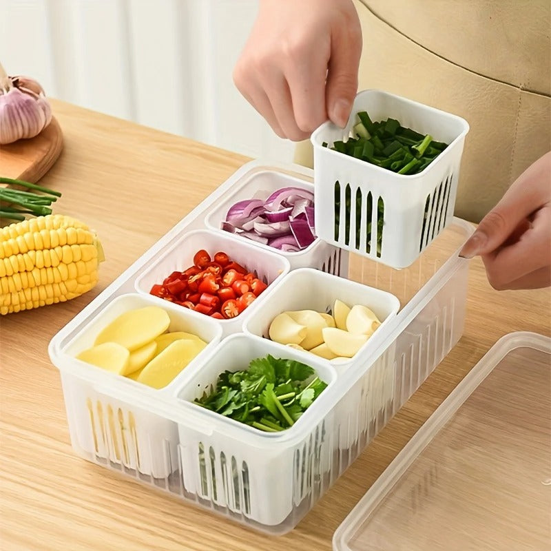 6-In-1 Kitchen Storage Box for Onions, Ginger, And Garlic, a Refrigerator Fresh-Keeping Box