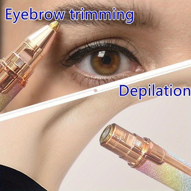 Rechargeable 2-in-1 Eyebrow Trimmer and Facial Hair Shaver for Women, USB Charging