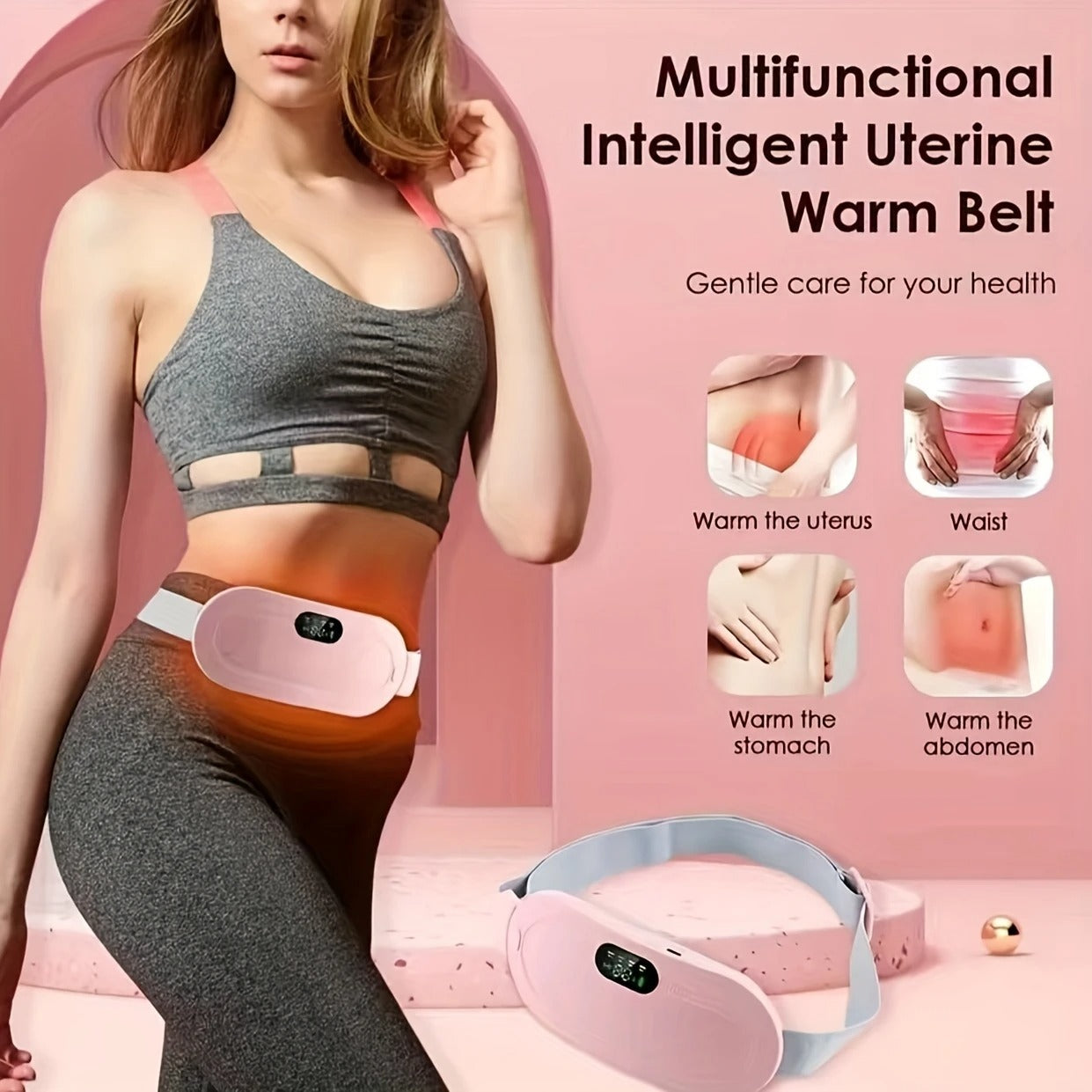 Portable Cordless Heating Pad, 3-Level Temperature Control & 4-Level Massage Modes, USB Rechargeable