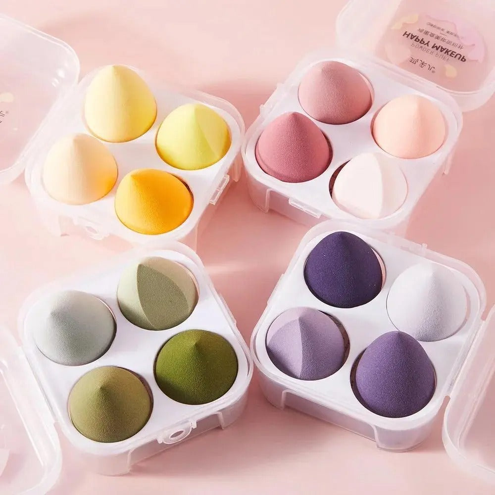 4pcs Hydrophilic PU Makeup Sponges, Soft Velvet Cosmetic Blender