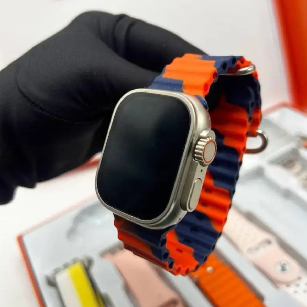 7-in-1 Ultra Smart Watch – 2.1-Inch Full HD Display, Series 8, Wireless Charging, Waterproof, Includes 7 Straps